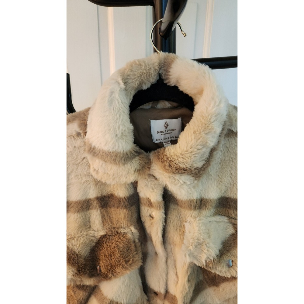 Jade & Ivory Faux Fur Jacket Womens Size S Brown Beige - Picture 4 of 9
